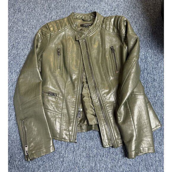 kenneth cole faux leather jacket sz small green - Picture 2 of 6